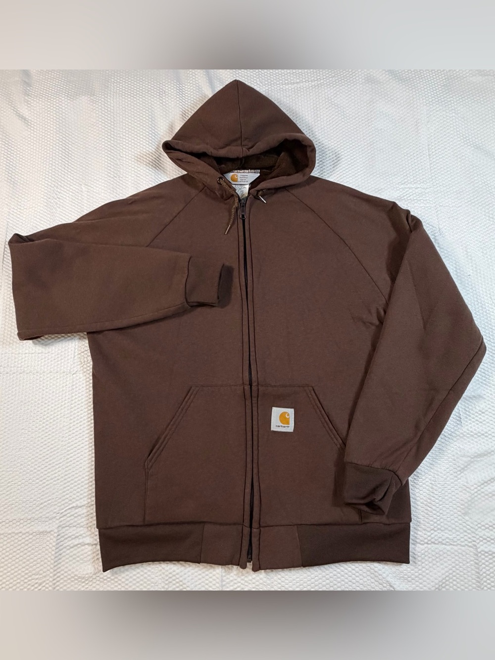 Vintage Carhartt Brown Thermal Lined Zip Hoodie Jacket Men’s Large Tall USA Made